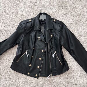 NWT leather jacket- black- size 12